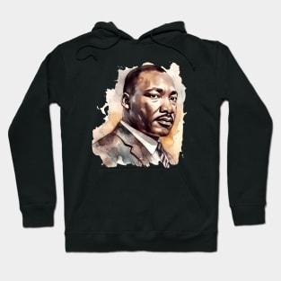 Martin Luther King Jr Watercolor Portrait for Black History Month Hoodie